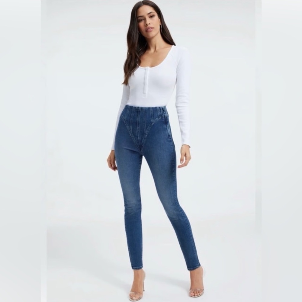 Good American High Rise Dark Blue Skinny Jeans